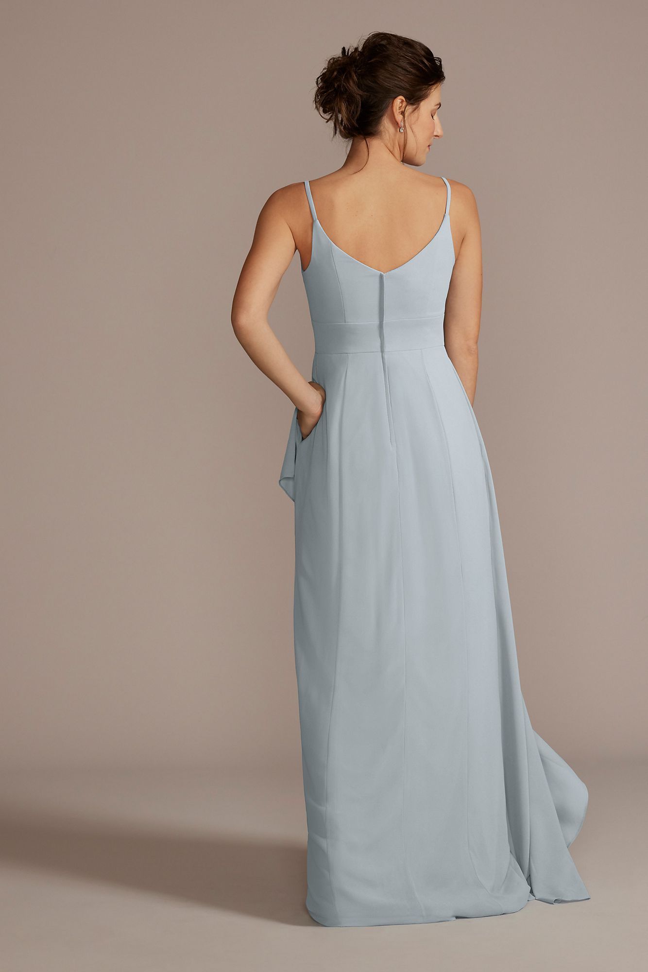 Chiffon V-Neck Cascade Skirt Bridesmaid Dress David's Bridal F20540