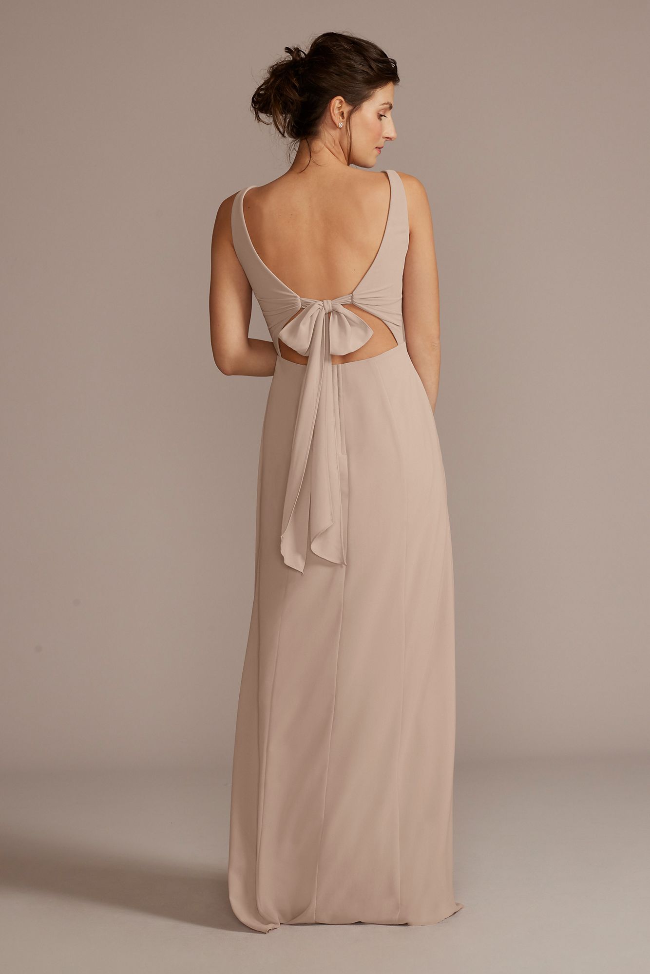 Chiffon Sleeveless Tie-Back Bridesmaid Dress David's Bridal F20555