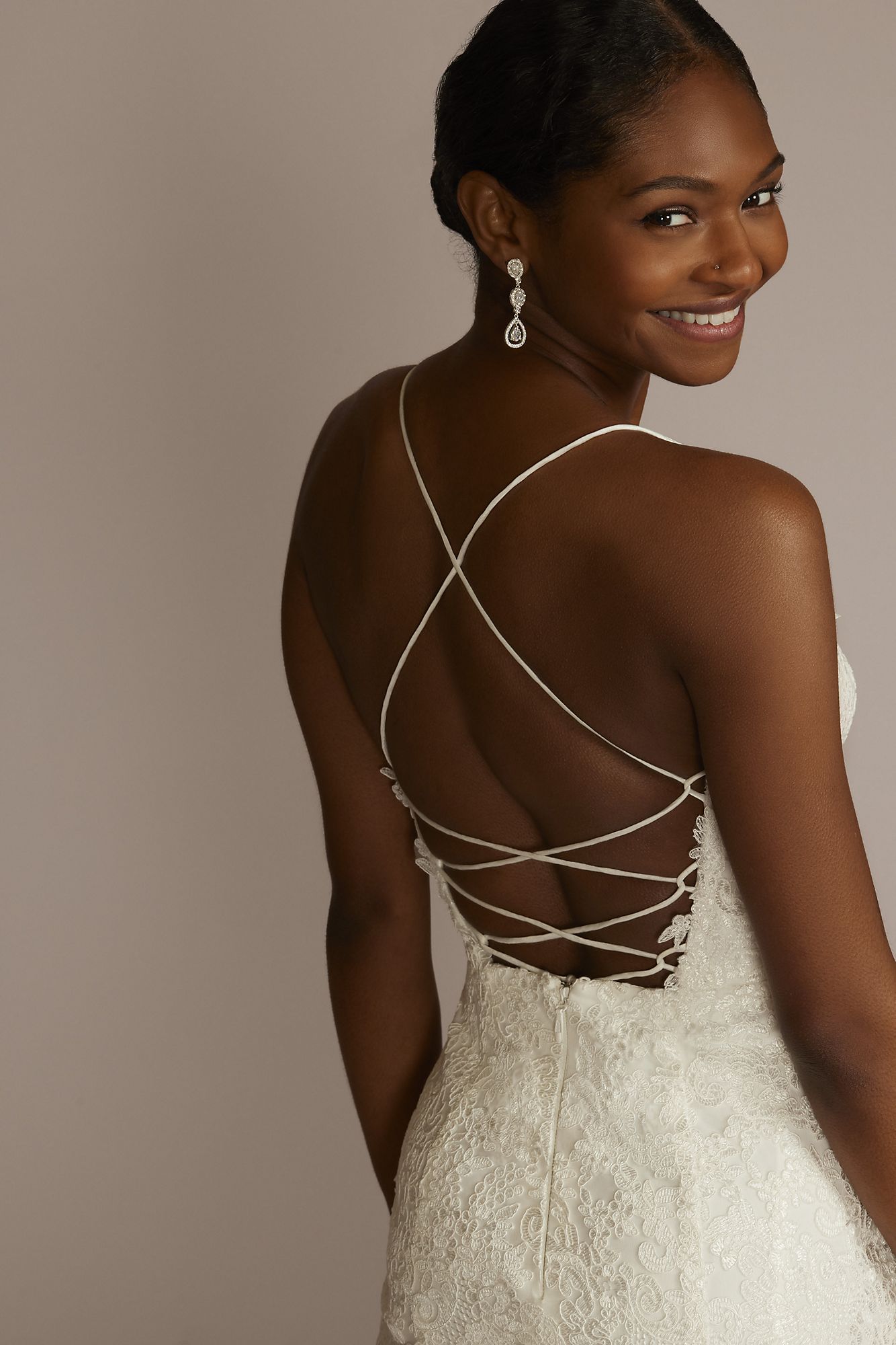 Spaghetti Strap Allover Lace Sheath Wedding Gown DB Studio WG4063