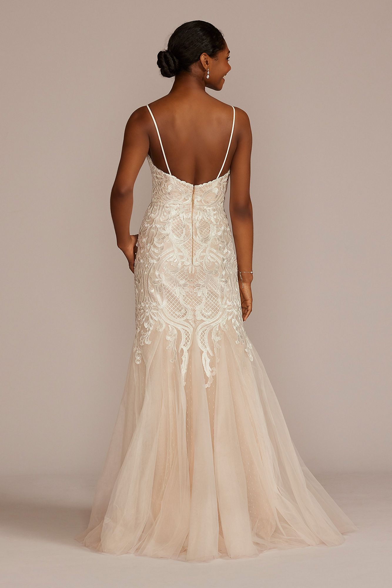 Plunging V-Neck Wedding Gown with Godet Skirt DB Studio WG4064