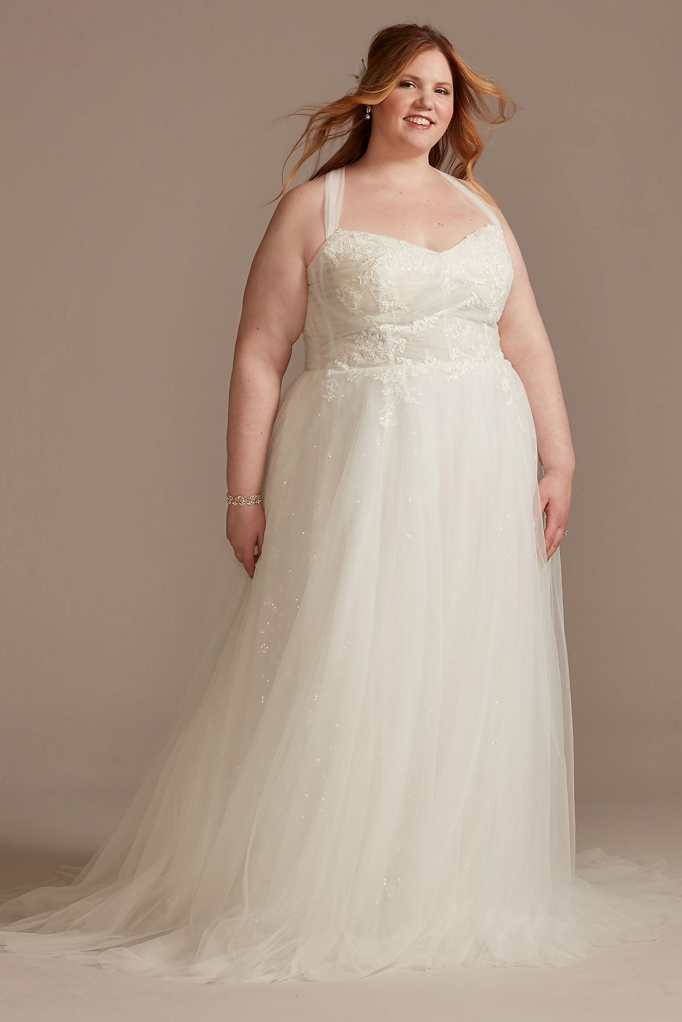 Convertible Straps Draped Tall Plus Wedding Dress Melissa Sweet 4XL8LSMS251246