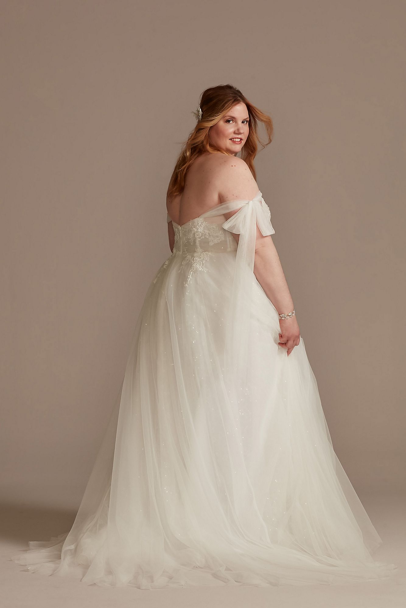 Convertible Straps Draped Tall Plus Wedding Dress Melissa Sweet 4XL8LSMS251246