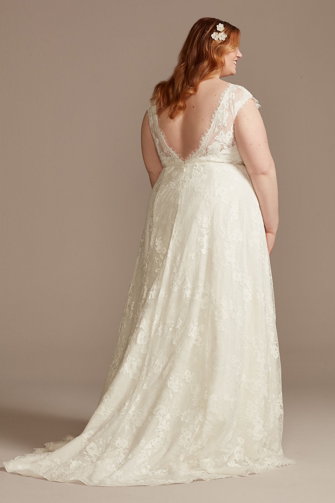 Illusion Cap Sleeve Lace Plus Size Wedding Dress DB Studio 9WG4026