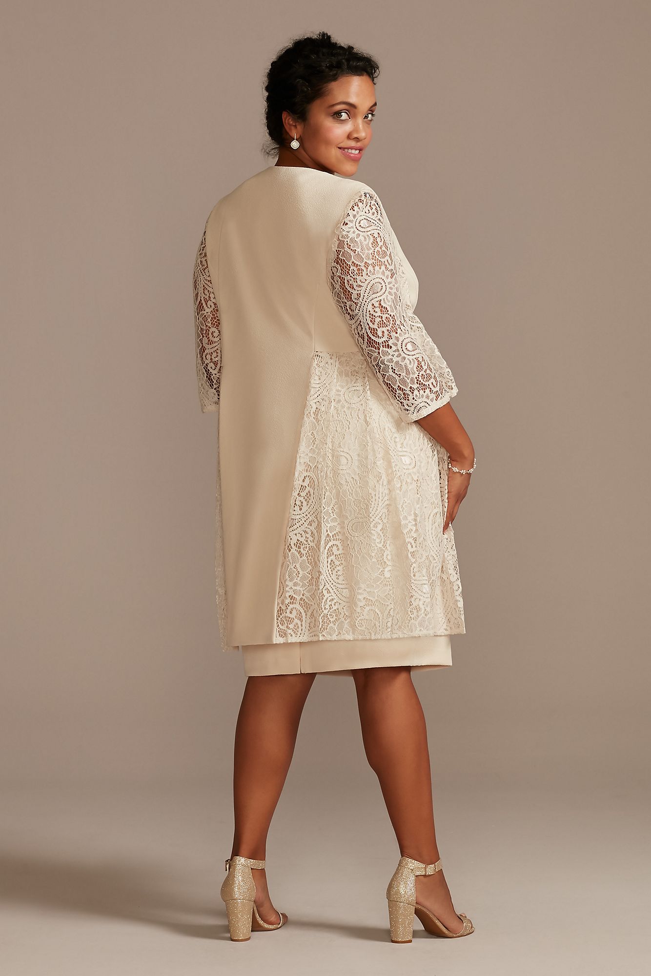 Plus Short Dress and Jacket with Lace Detail Le Bos 29486W
