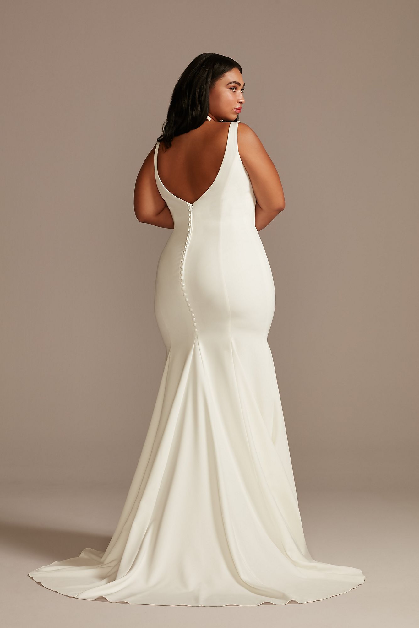 Crepe V-Neck Mermaid Tall Plus Wedding Dress DB Studio 4XL9WG4023