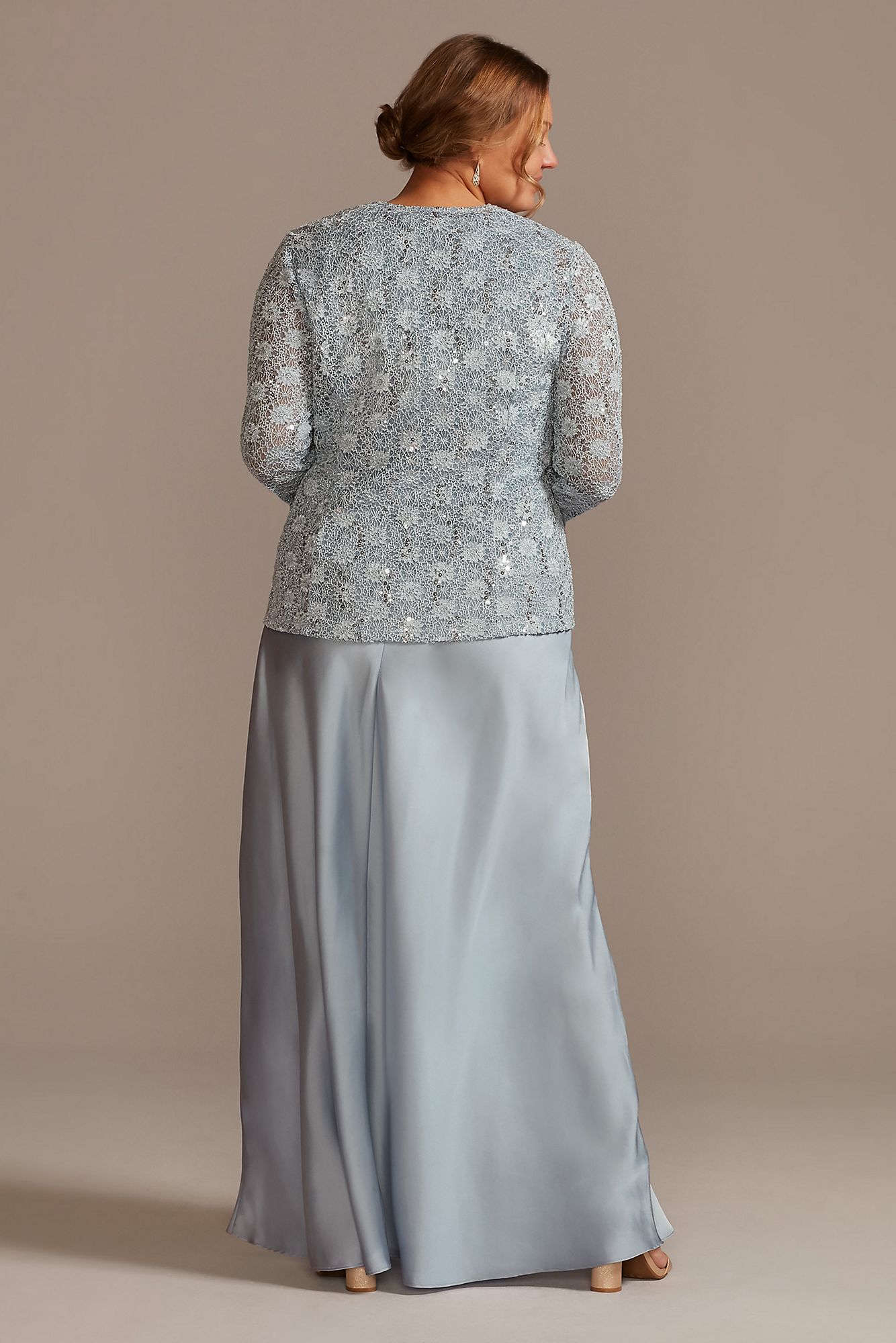 Lace Bodice and Jacket Flowy A-Line Plus Dress RM Richards 7739W