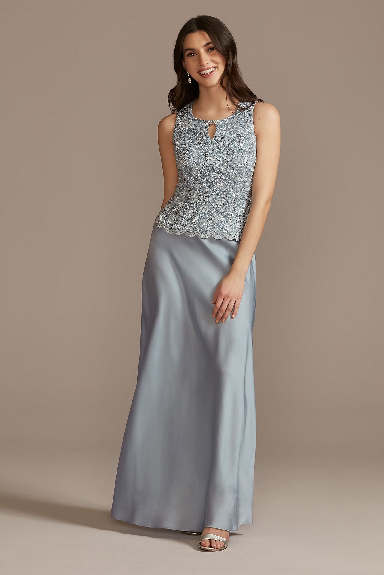 Flowy A-Line Dress with Lace Bodice and Jacket RM Richards 7739