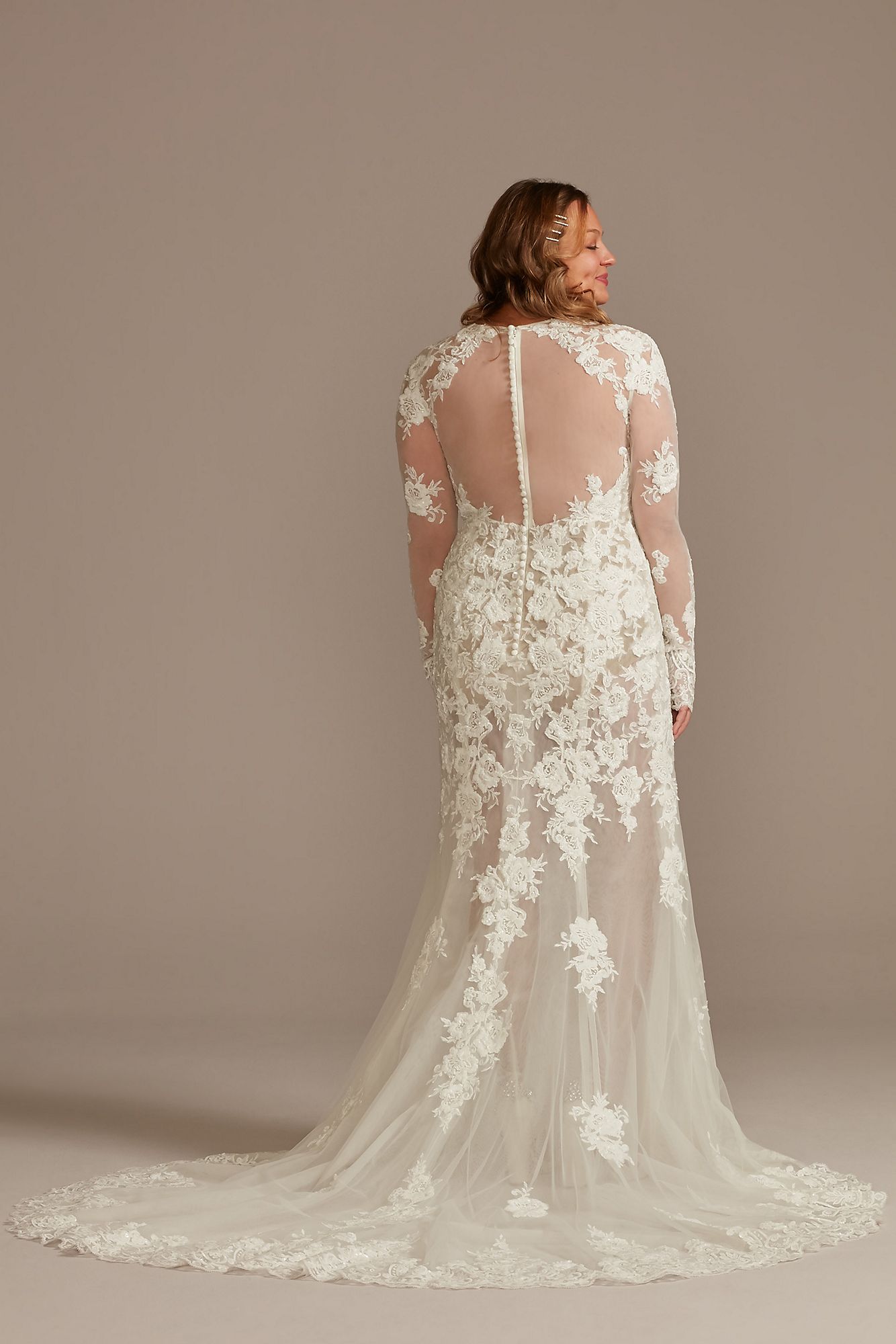 Long Sleeve Sequin Plus Bodysuit Wedding Dress Galina Signature 9SLMBSWG843