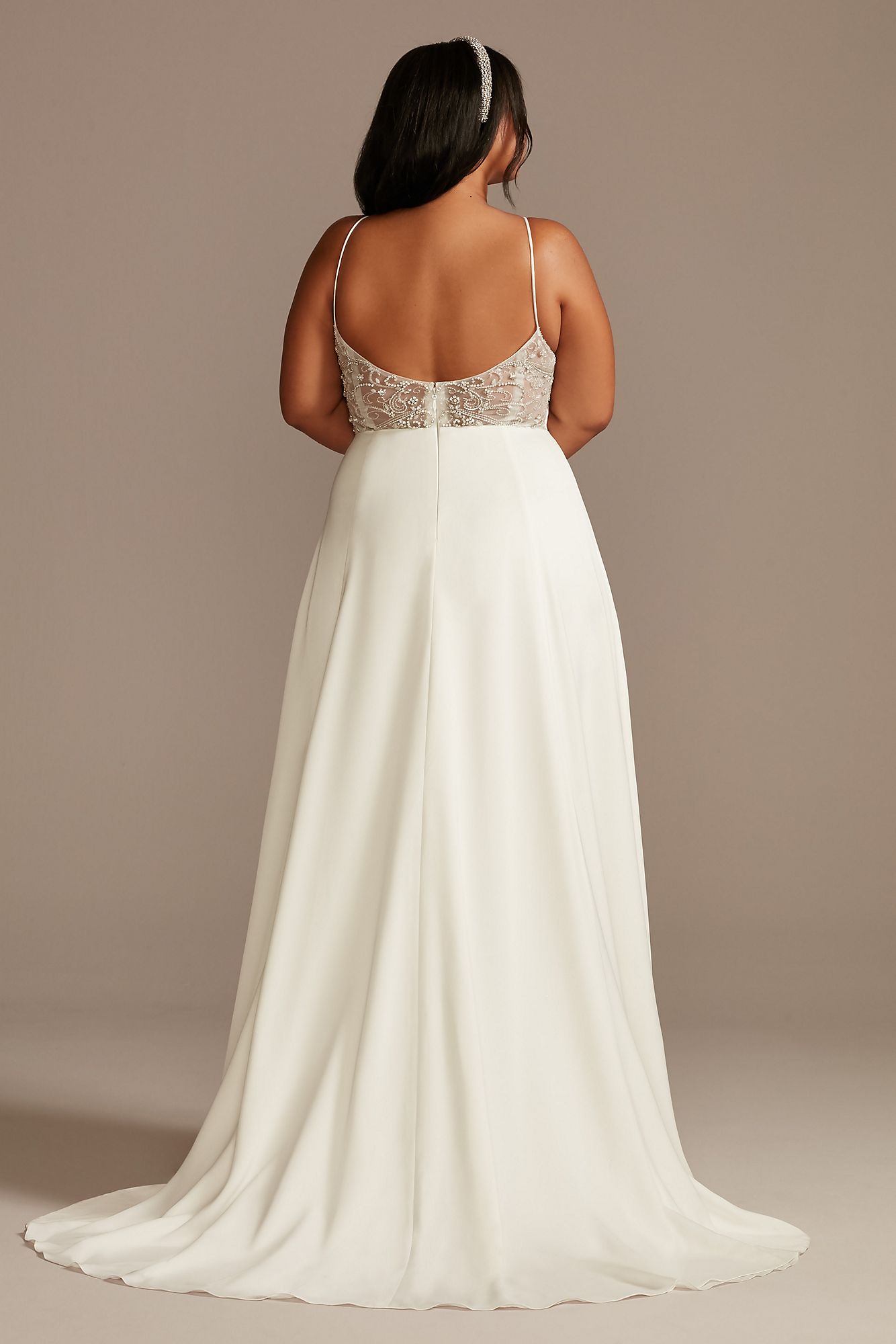 V-Neck Plus Size Wedding Dress with Beaded Back DB Studio 9WG4004DB