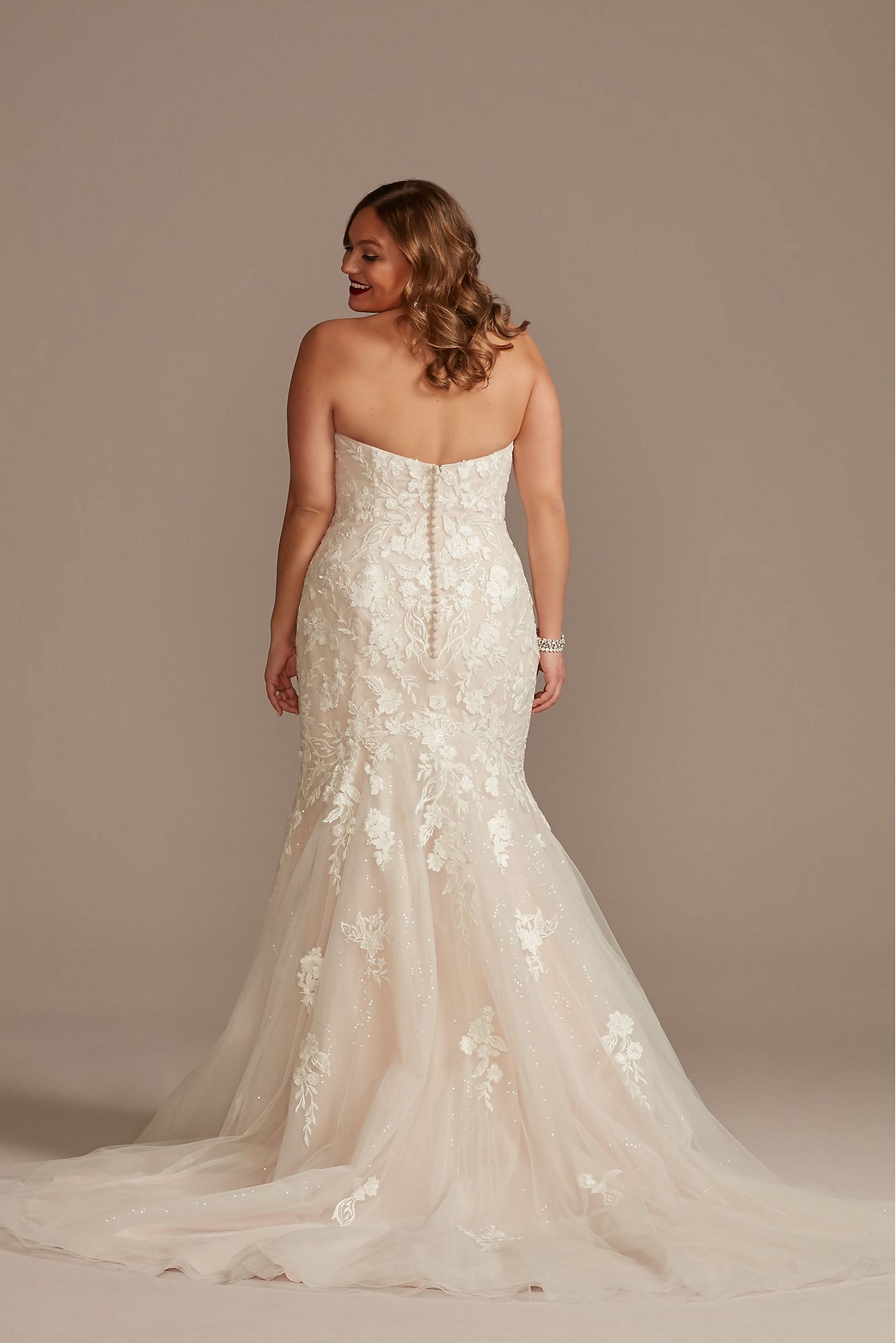 Lace Applique Mermaid Tall Plus Wedding Dress Oleg Cassini 4XL8CWG912