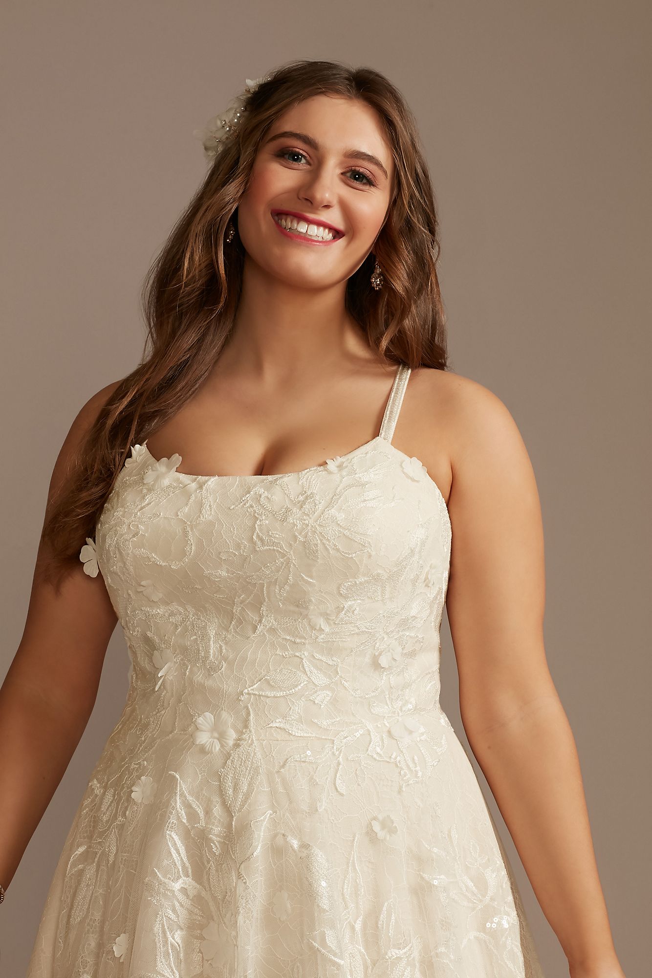 V-Back Spaghetti Strap Tall Plus Wedding Dress Melissa Sweet 4XL8MS251248
