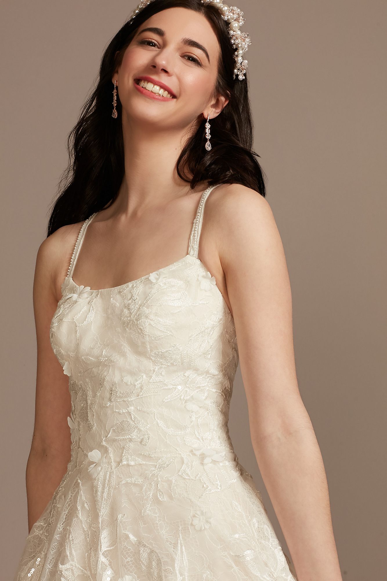 Lace V-Back Spaghetti Strap Petite Wedding Dress Melissa Sweet 7MS251248