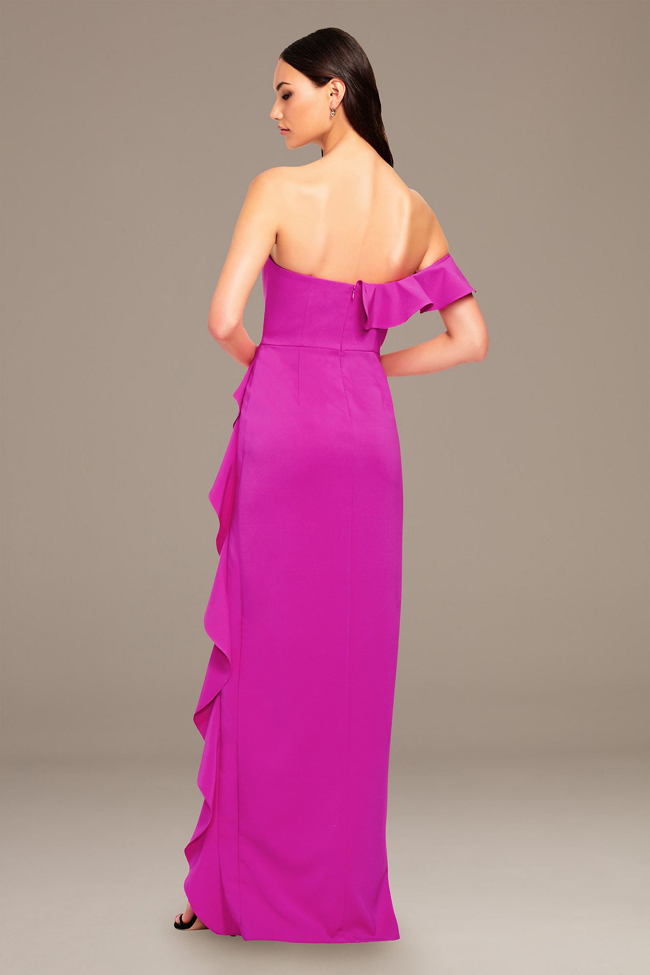 Asymmetrical Ruffle Sheath Dress with Slit Aidan Mattox MN1E205034