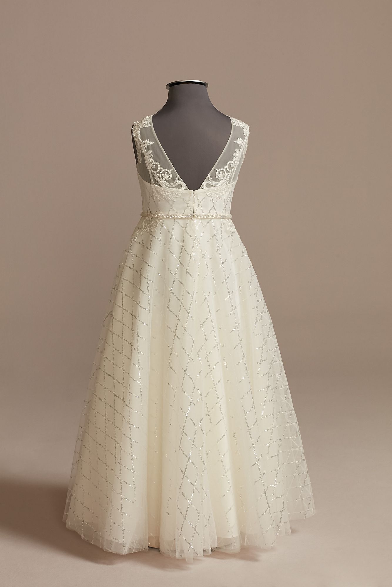 Lace Applique Sequin Tulle Flower Girl Dress DB Studio WG1430