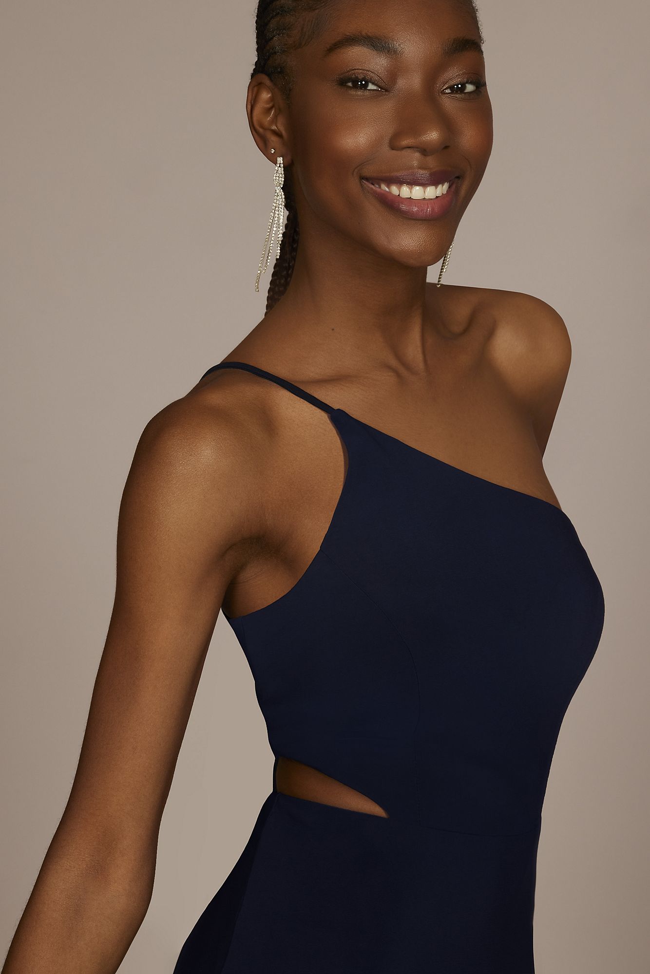 One Shoulder Jersey Gown with Cutout Jump 11078D