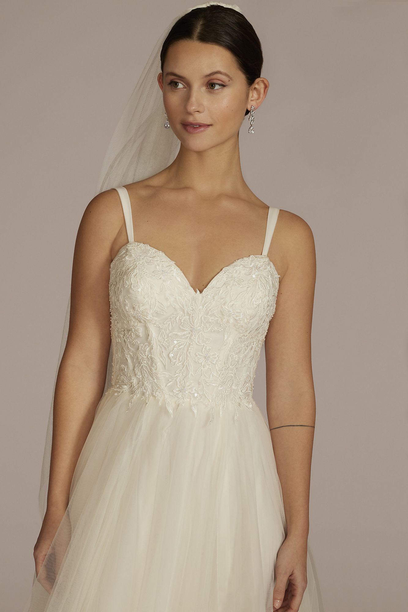 Floral Applique Spaghetti Strap Tall Wedding Dress DB Studio 4XLLBWG4036