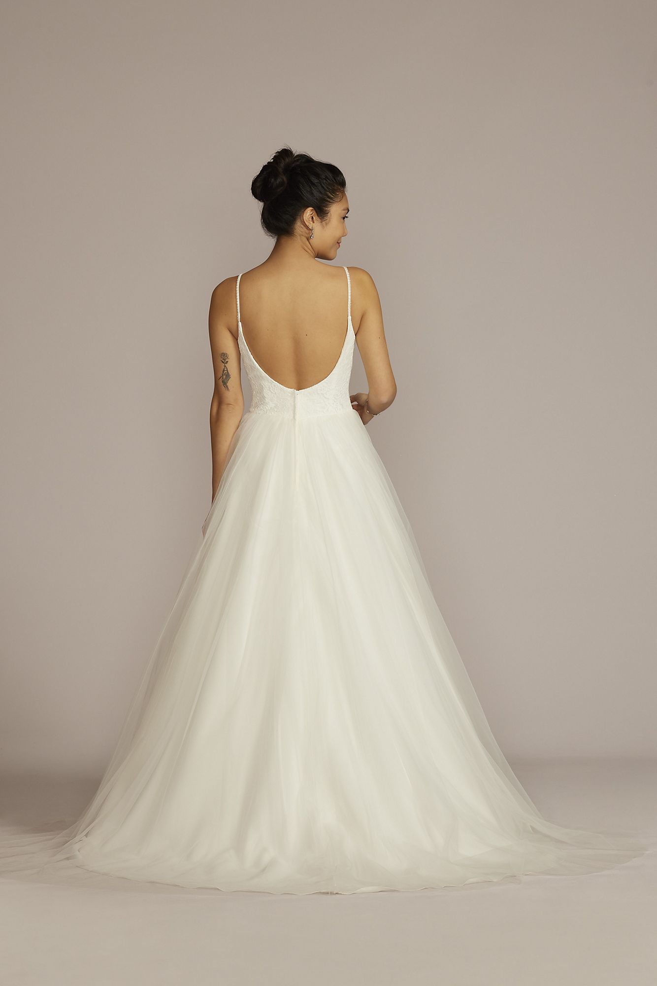 Basque Waist Lace Bodice Tall Wedding Dress DB Studio 4XLWG4069