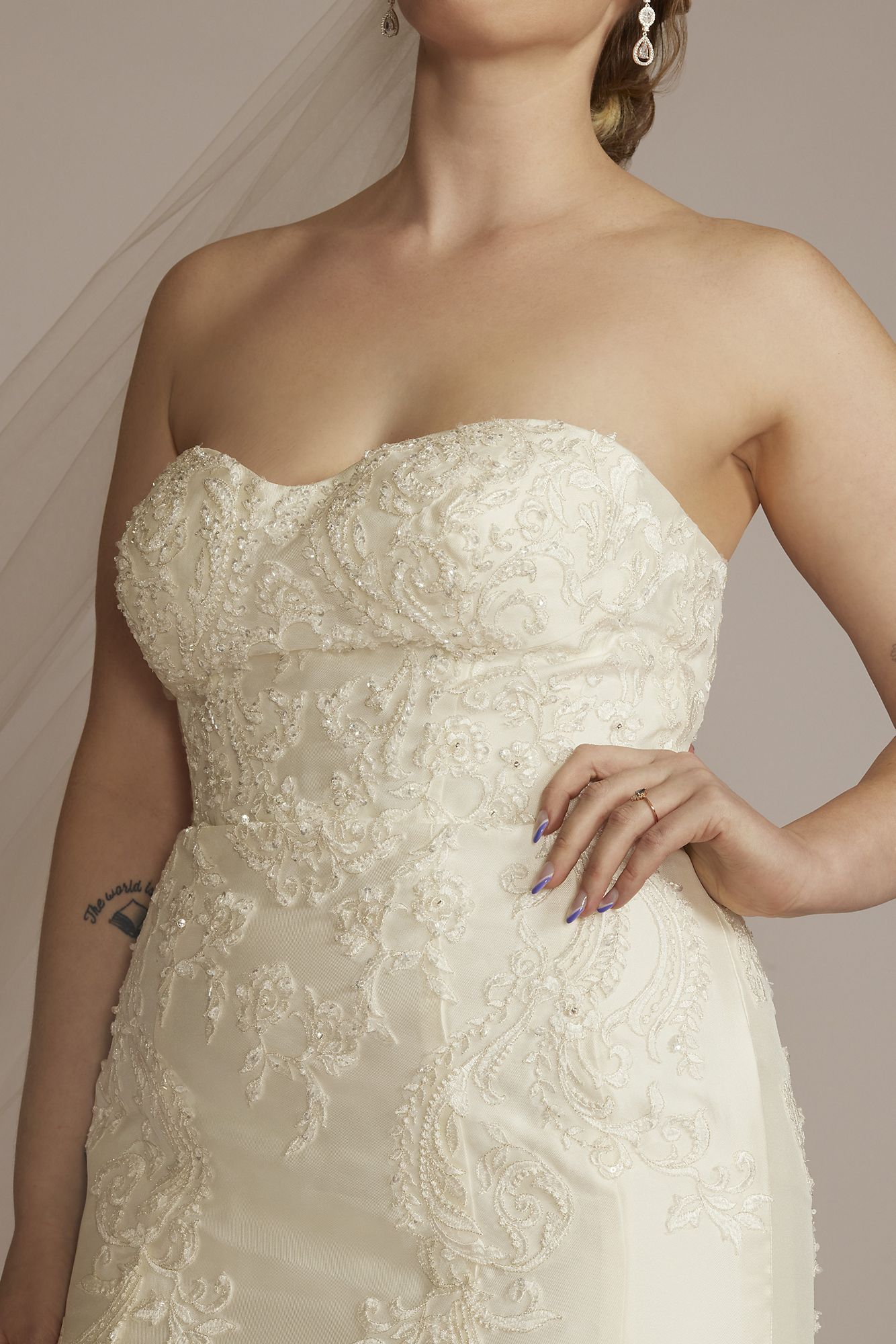 Strapless Drop Waist Plus Size Wedding Dress Oleg Cassini 8CWG934