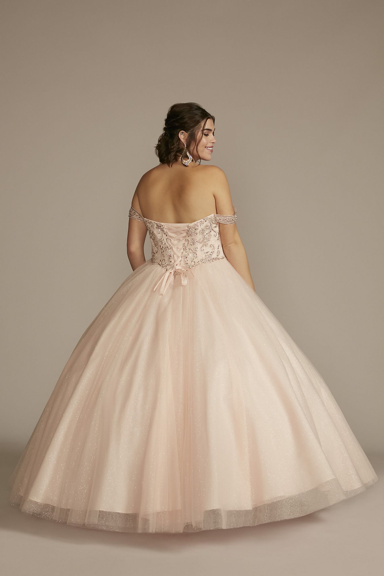 Off-the-Shoulder Beaded Plus Size Quince Ball Gown Fifteen Roses 8FR2201