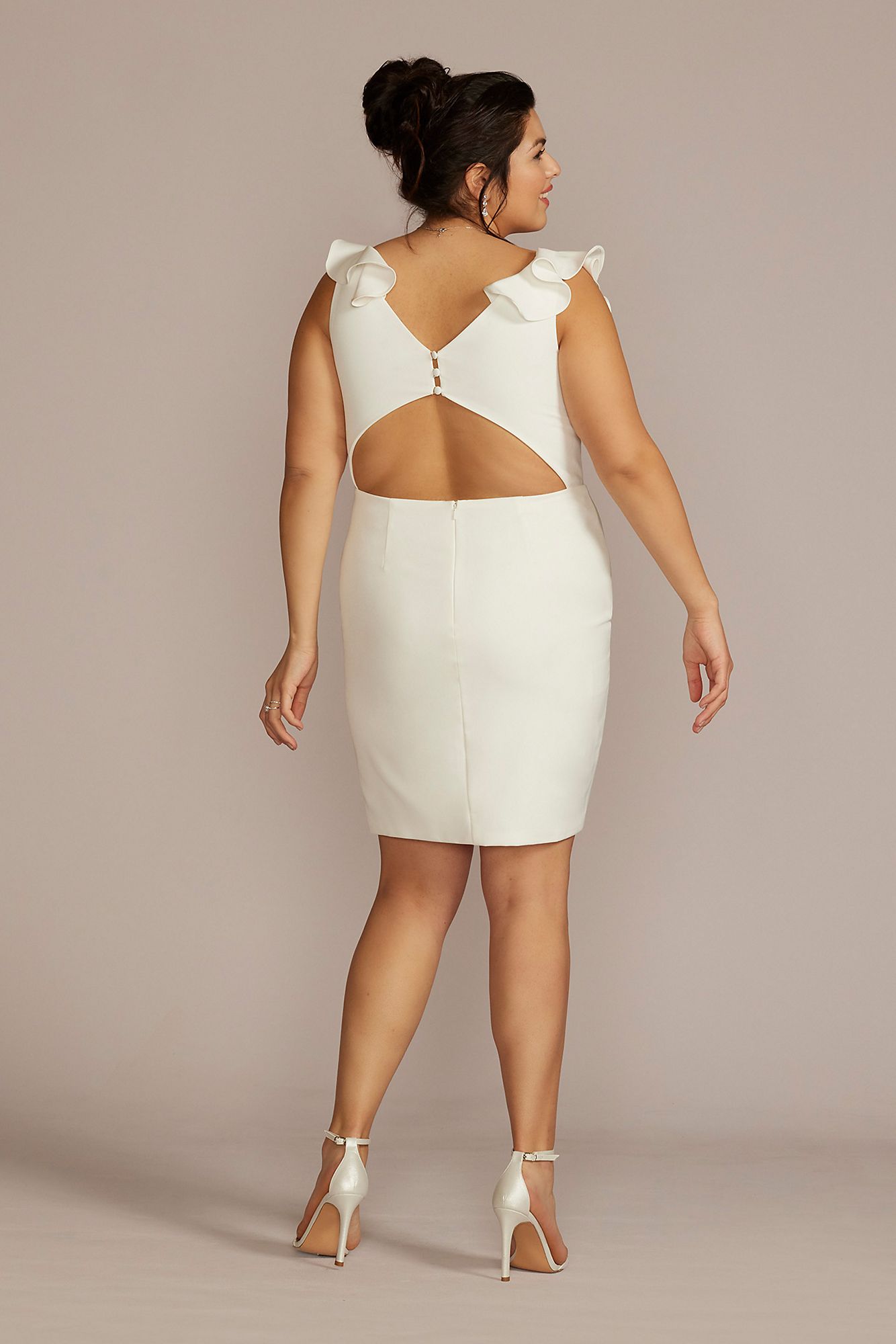 V-Neck Ruffle Short Plus Size Dress with Open Back DB Studio 9SDWG0997