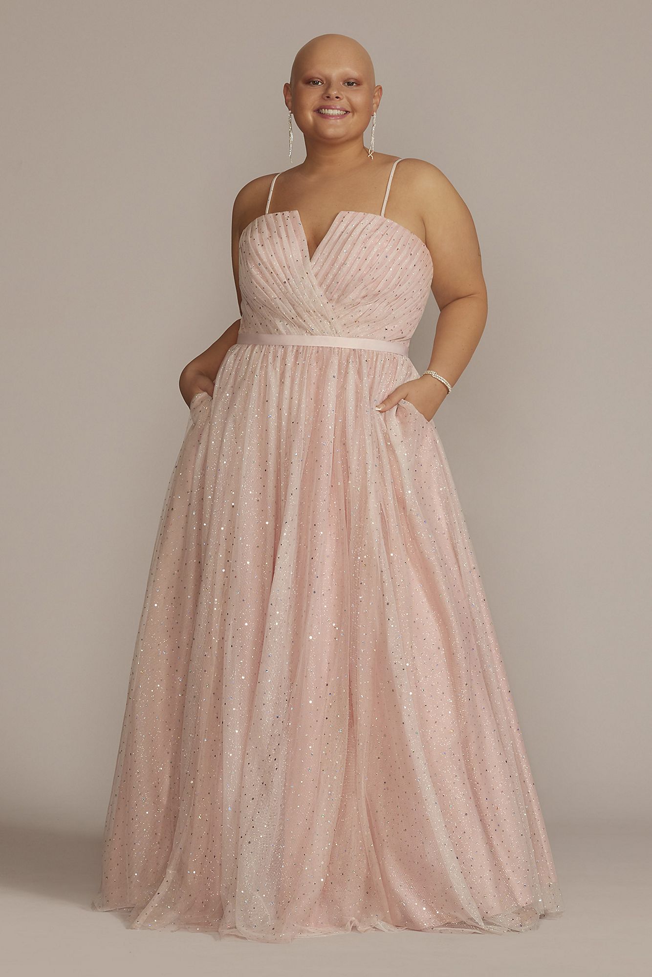 Plus Size V-Notch Strapless Sparkle Prom Gown Jules and Cleo D24NY22077W