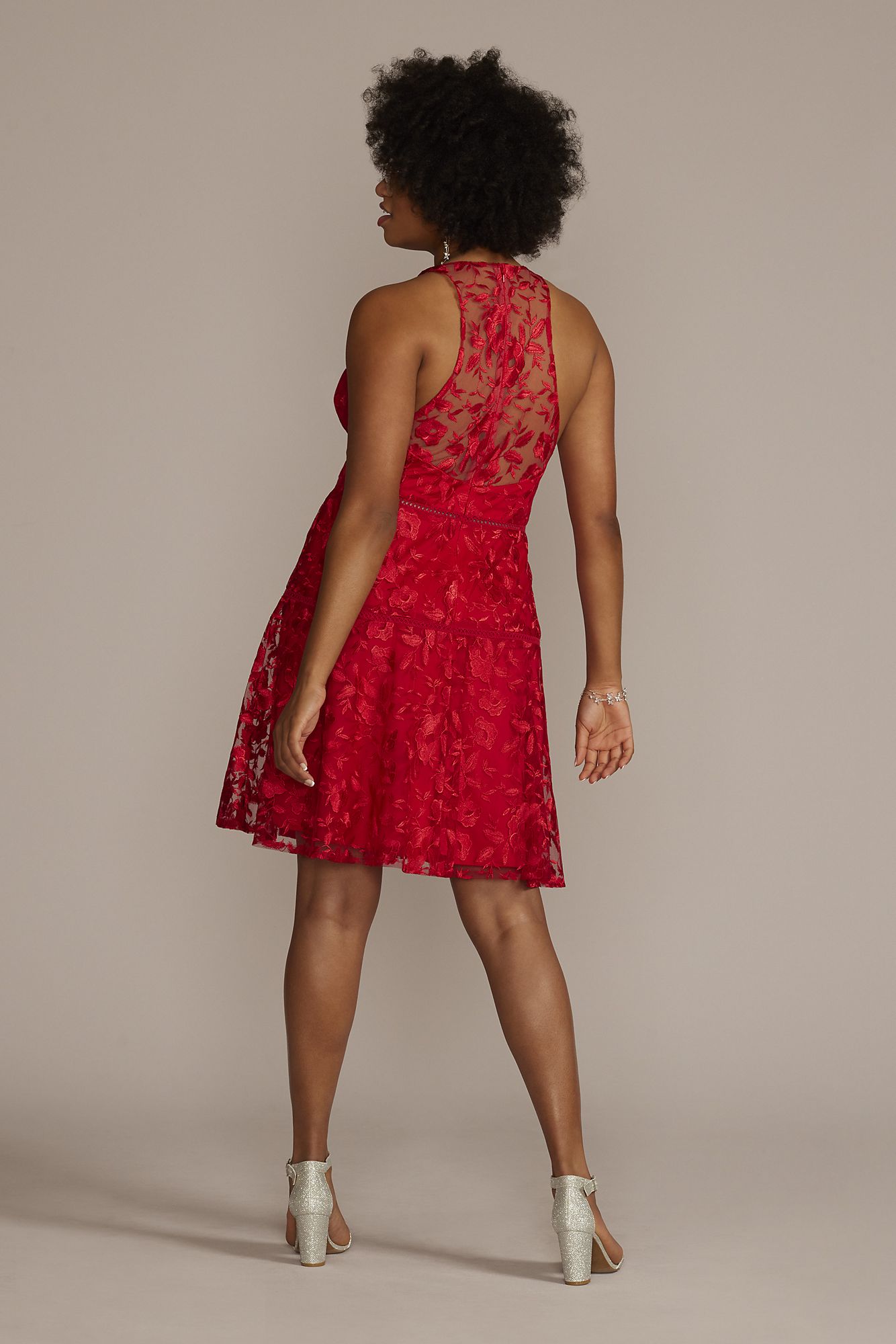 Plus Size Illusion Lace Halter A-Line Dress DB Studio D39NY22188W