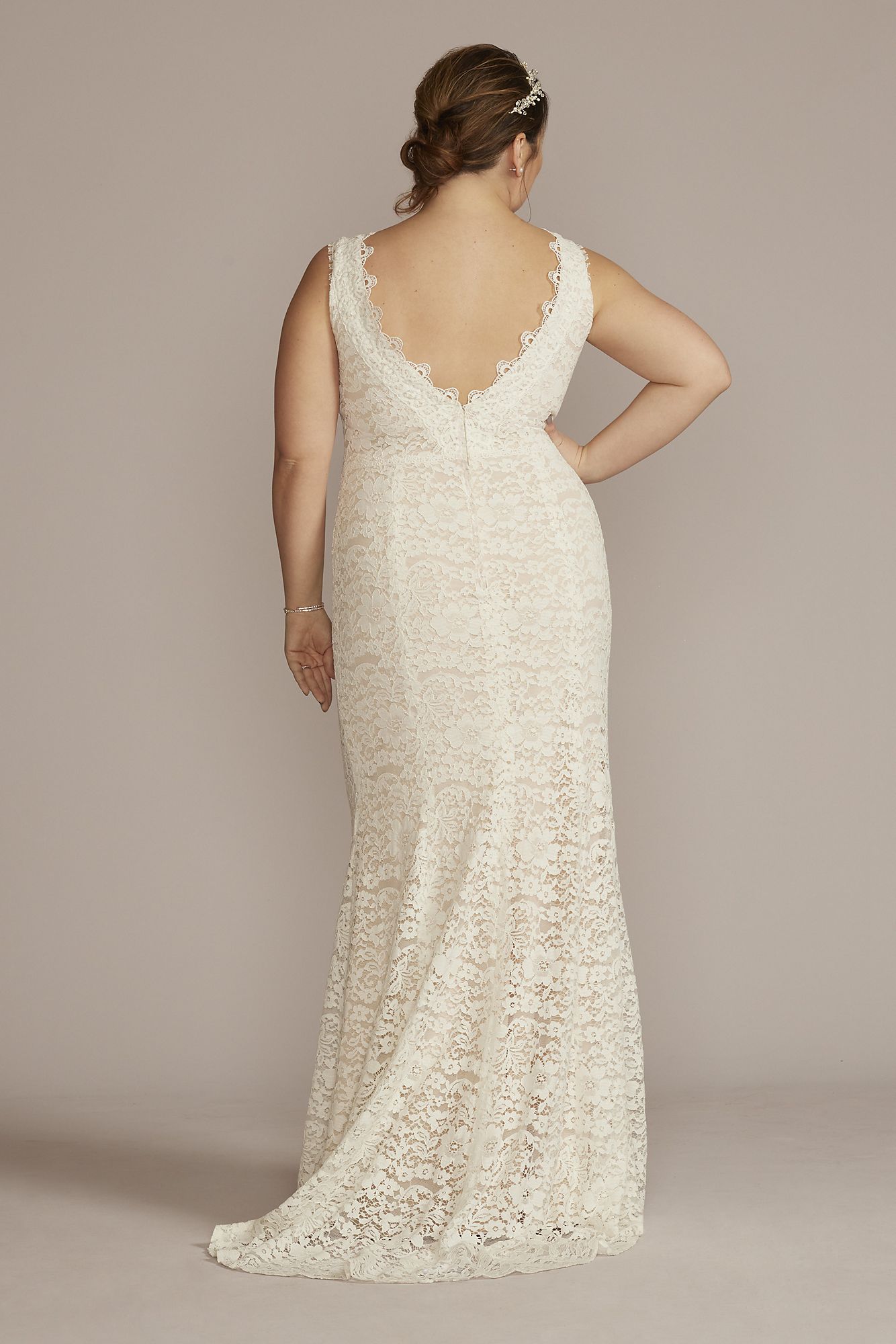 Lace Tank Plus Size Wedding Gown with V-Back DB Studio 9WG4061