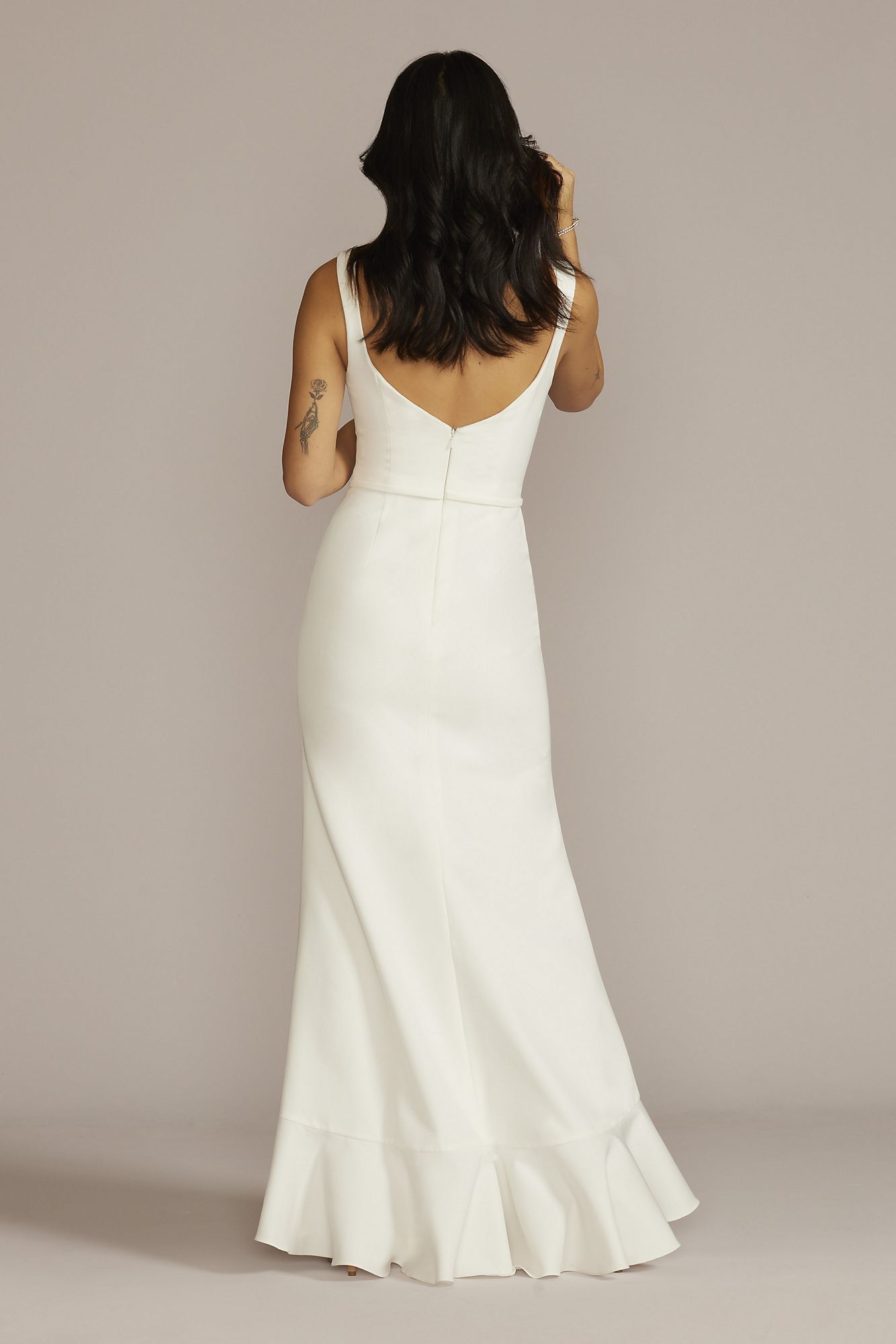 Crepe Tank Sheath Wedding Dress with Ruffle Skirt DB Studio SDWG1052