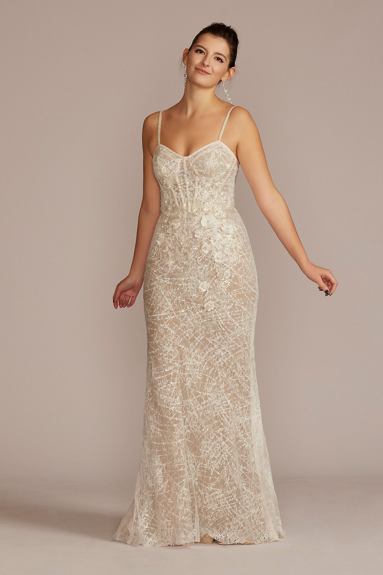 Lace Sheath Wedding Gown with Overskirt Galina Signature SWG916
