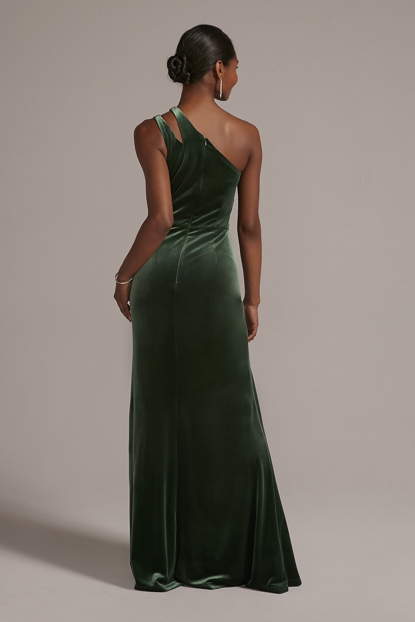 Cutout One-Shoulder Velvet Gown with Skirt Slit DB Studio WBM2798V1