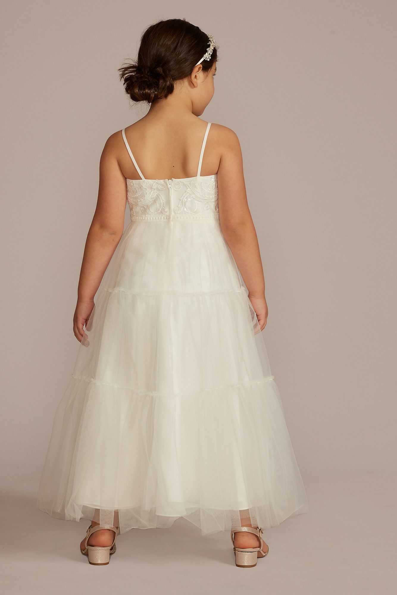 Lace and Tulle Spaghetti Strap Flower Girl Dress DB Studio WG1447