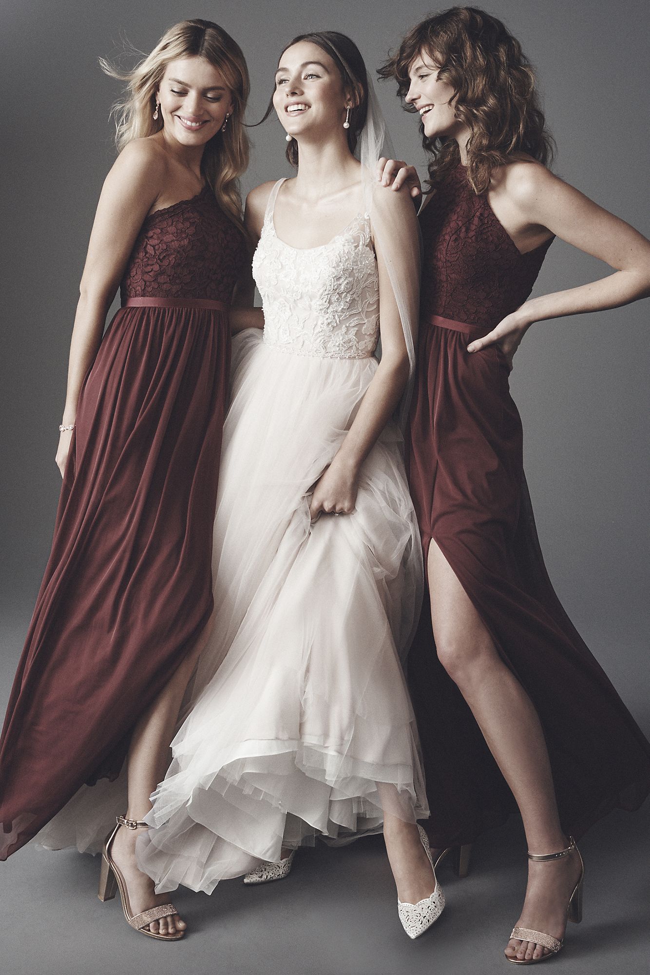 Mesh Open-Back Lace Bridesmaid Dress   F19608