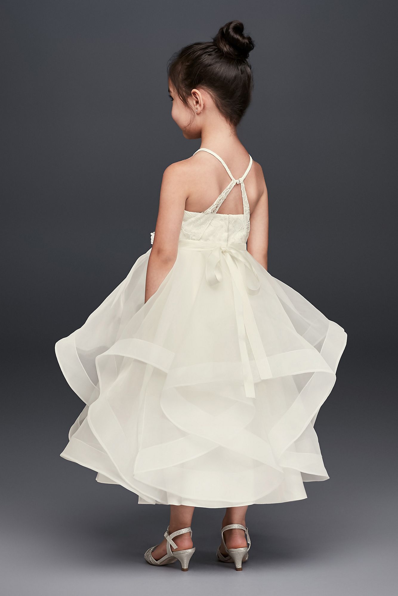 Lace and Tulle Flower Girl Dress with Full Skirt   WG1371