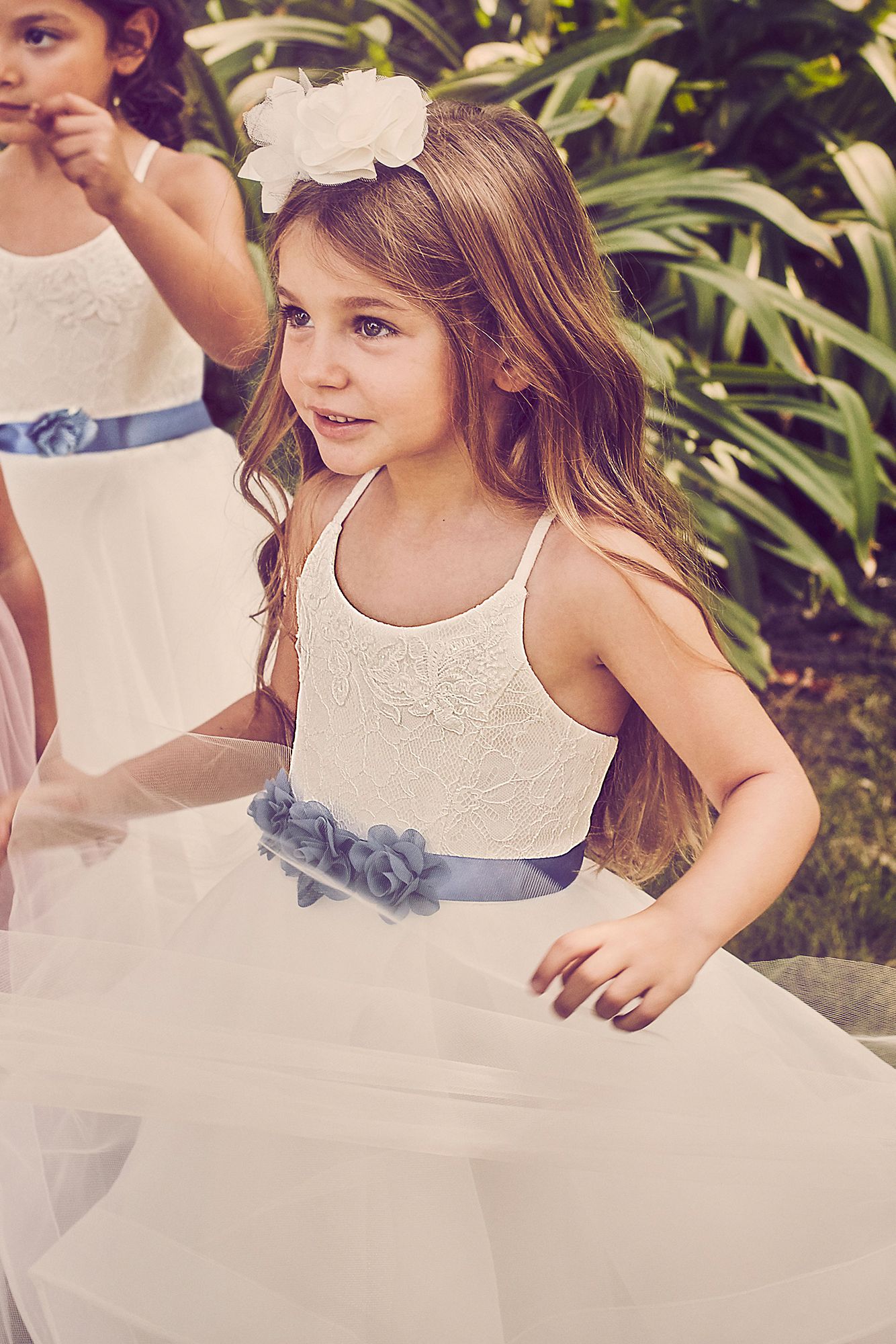 Lace and Tulle Flower Girl Dress with Full Skirt   WG1371