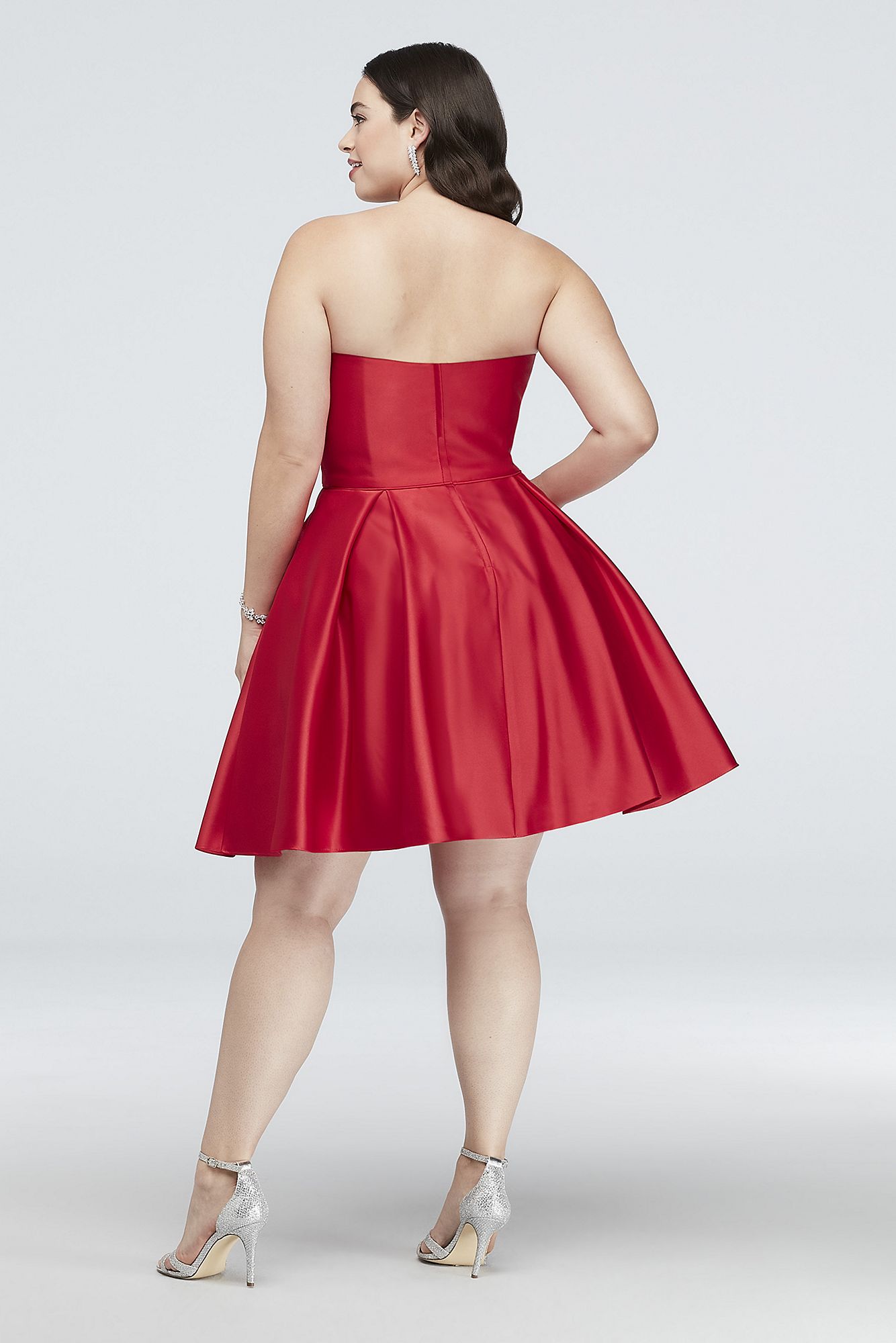 Satin Plus Size Party Dress with Crystal Pockets 345BNW