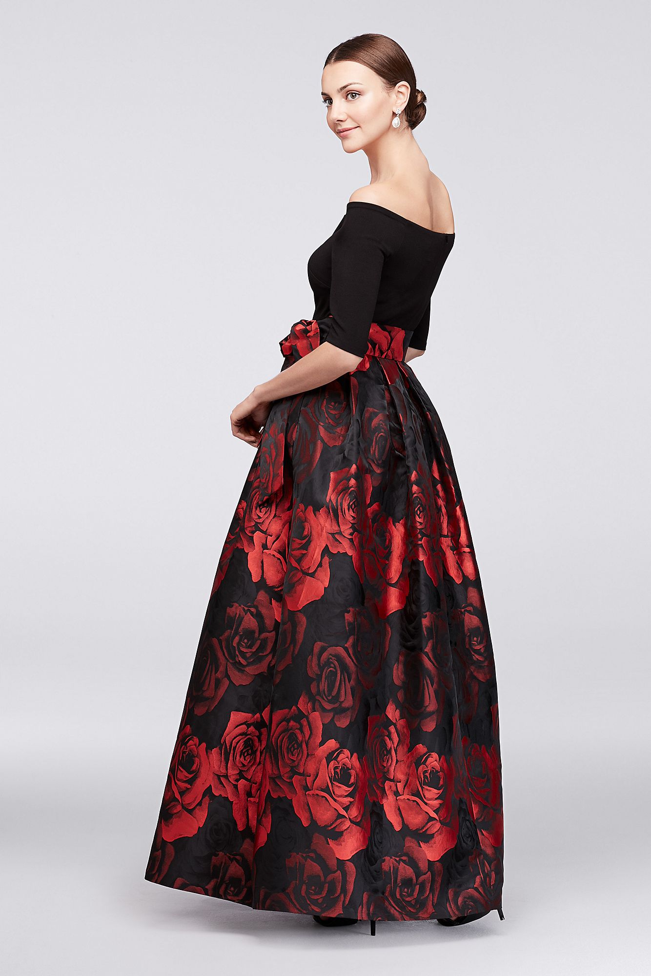 Off-The-Shoulder Crepe and Jacquard JHDM3111 Ball Gown
