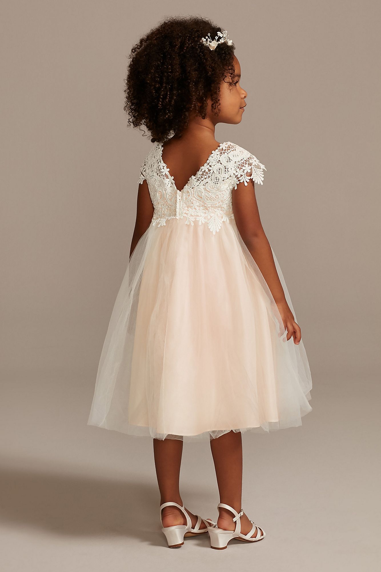 Cap Sleeve Venise Lace and Tulle OP269 Flower Girl Dress