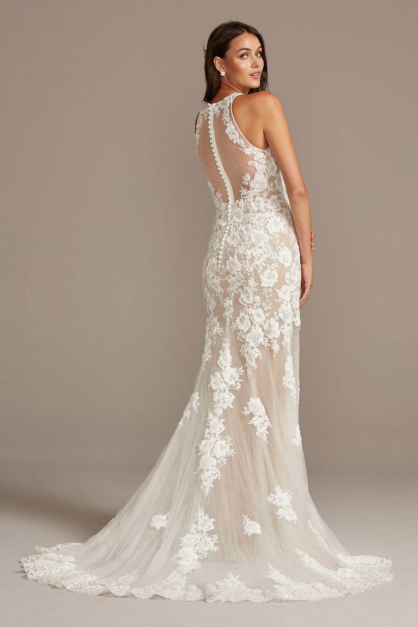 Illusion Keyhole Applique Tall 4XLSWG843 Style Wedding Dress