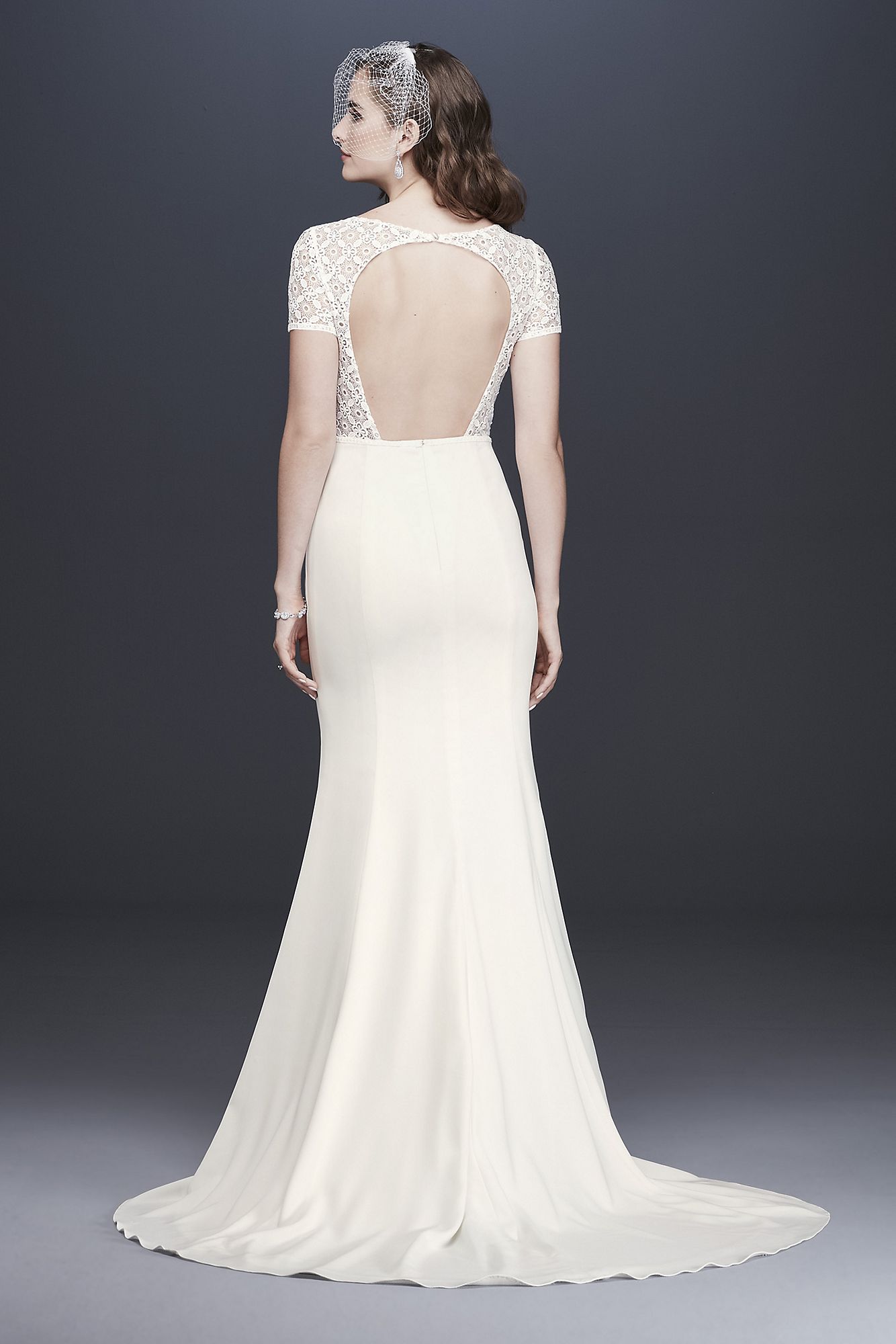 Geometric Lace and Crepe Petite Wedding Dress 7WG3927