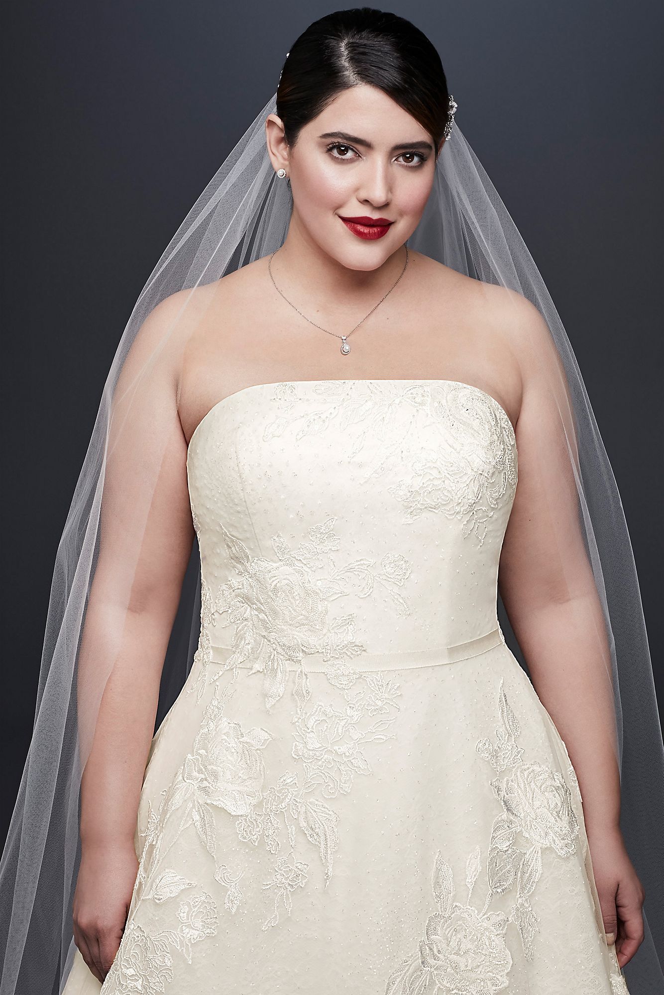 Rose Lace Plus Size Ball Gown Wedding Dress 8CWG803