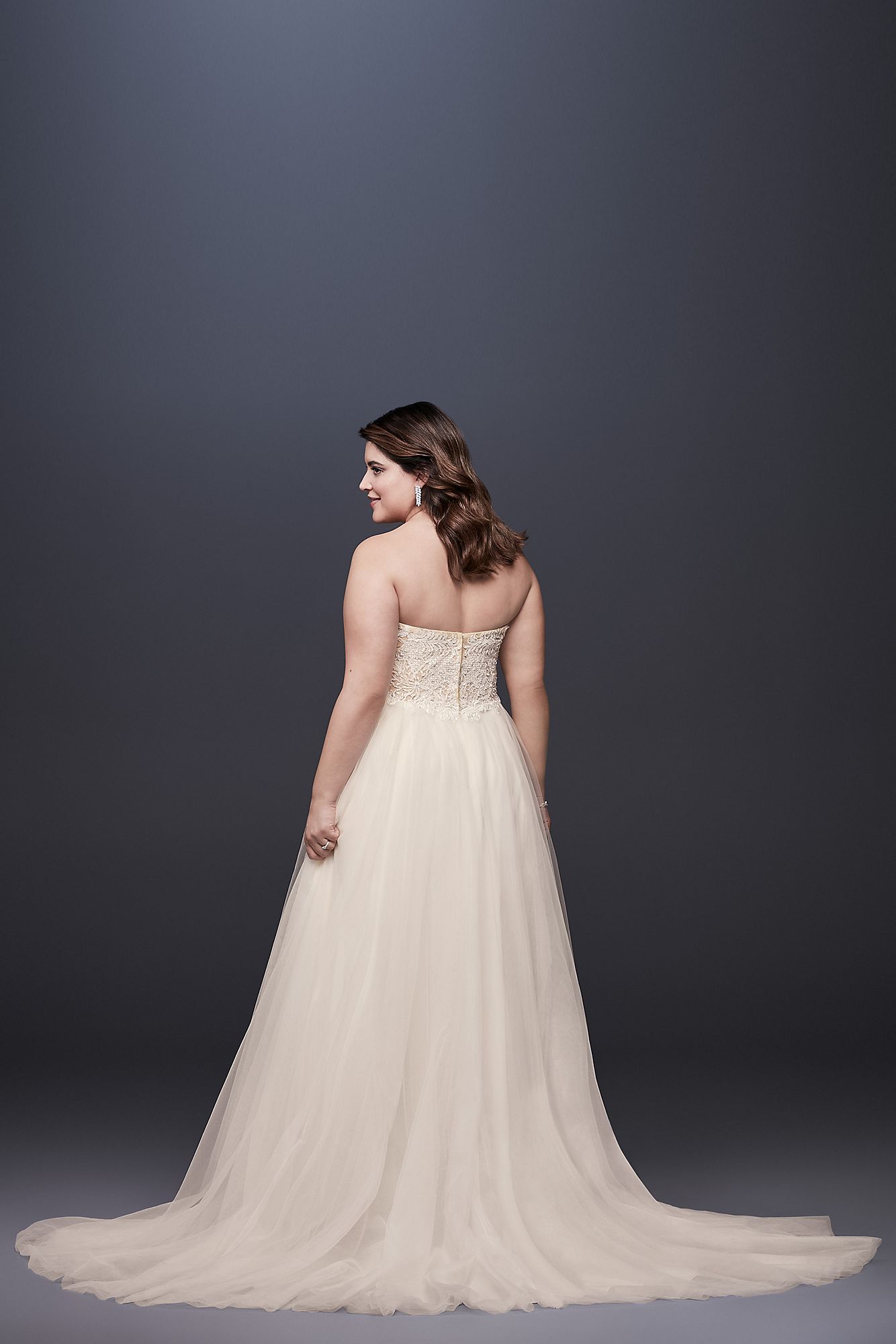 Strapless Plus Size Wedding Dress with Tulle Skirt  9SWG764