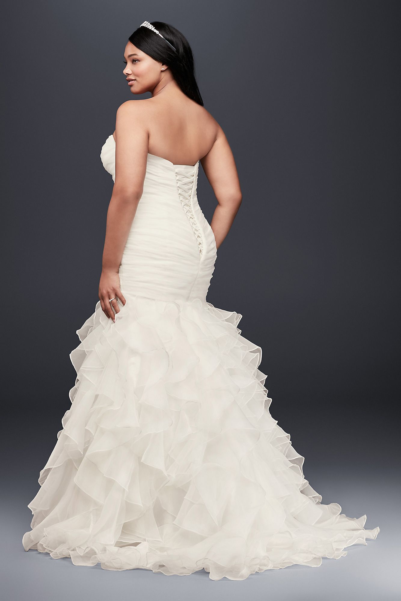 Ruffled Organza Plus Size Mermaid Wedding Dress   Collection 9WG3832