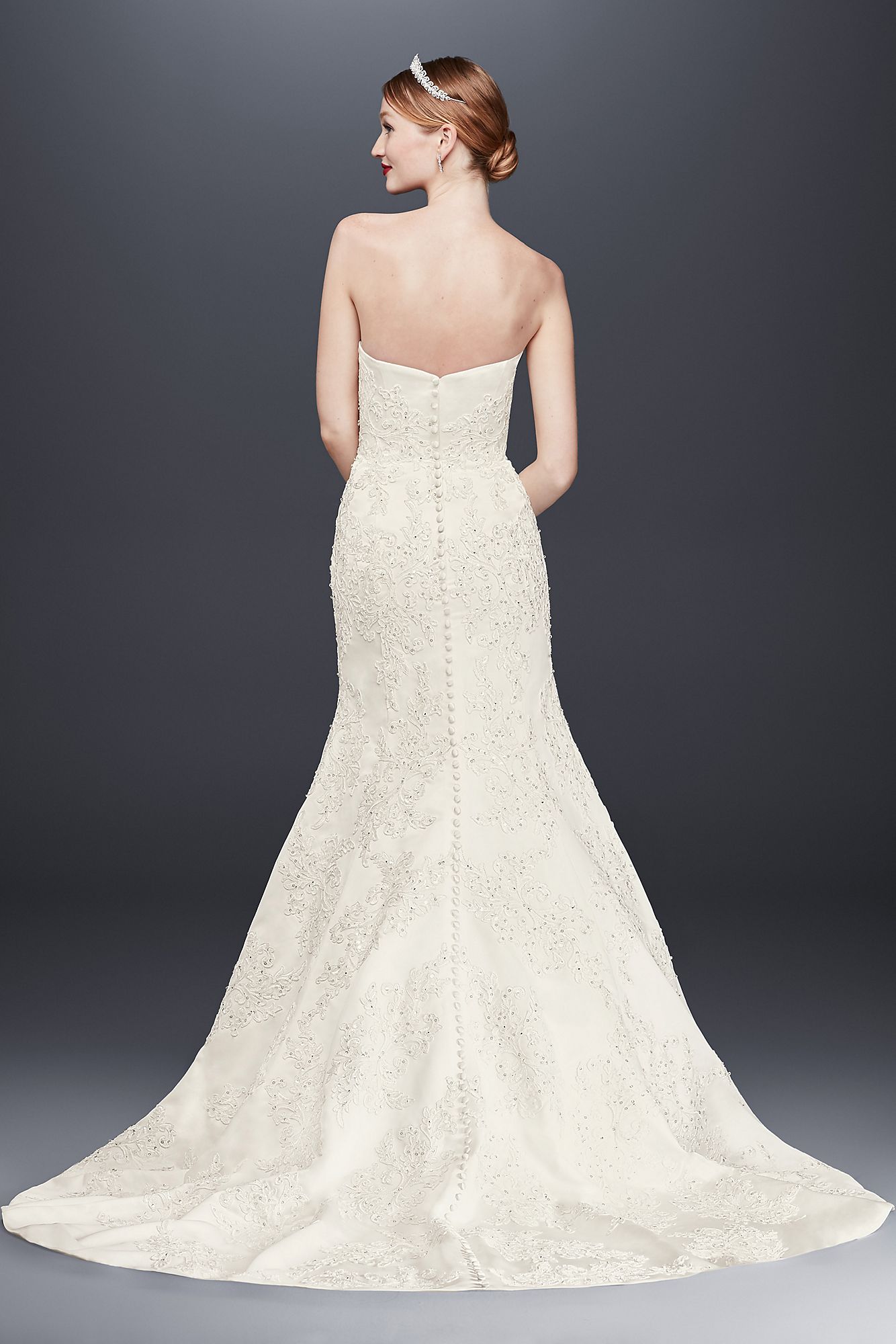 Satin Lace Strapless Wedding Dress CWG594