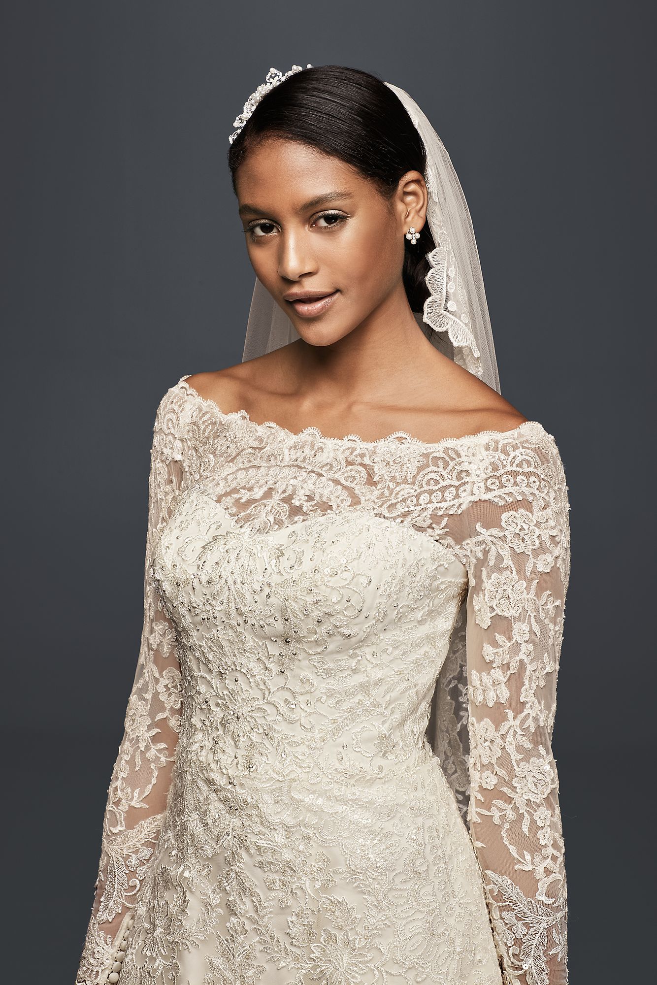 Off-The-Shoulder Lace A-Line Wedding Dress CWG765