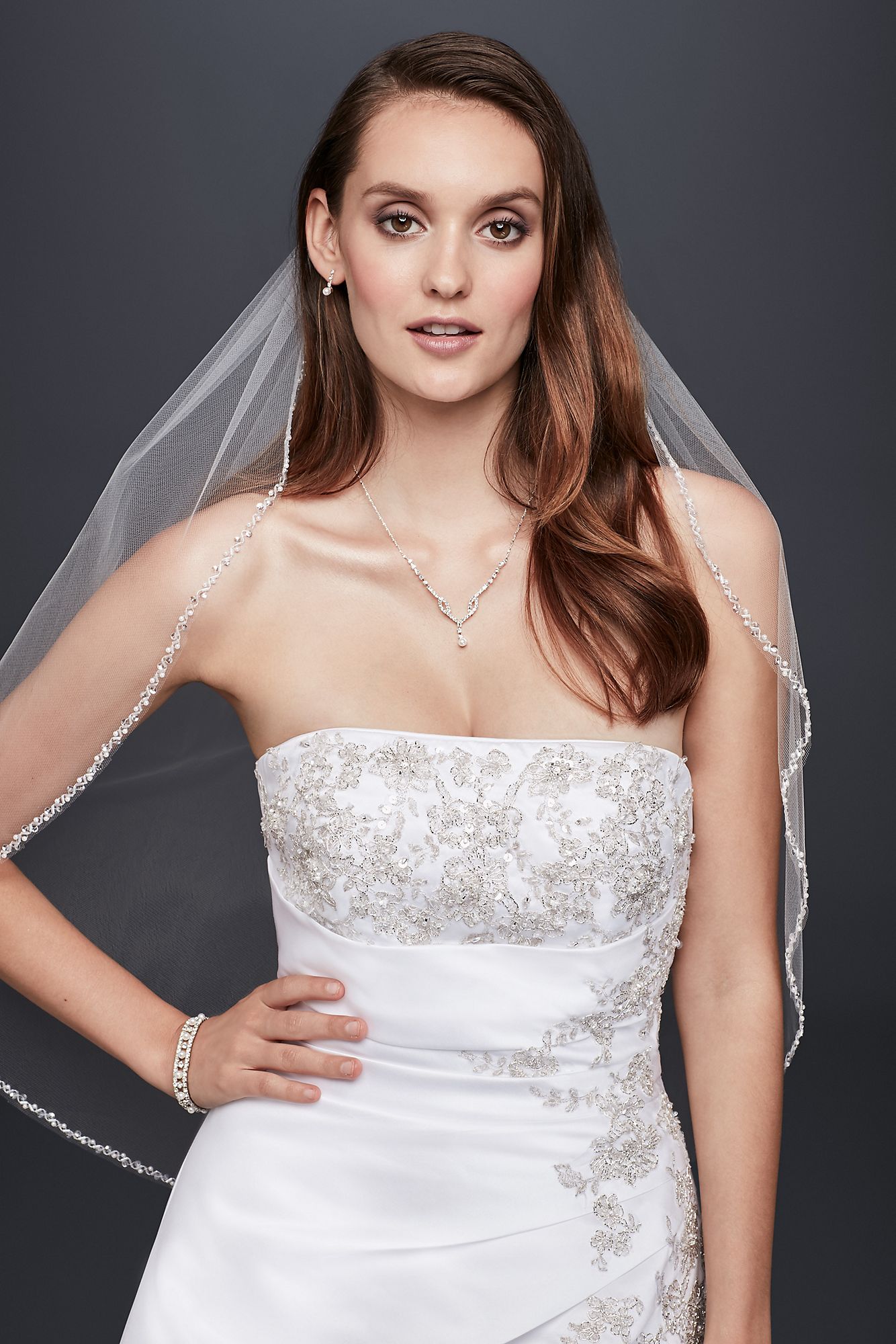 Strapless A-line Wedding Dress with Side Drape   Collection V9665