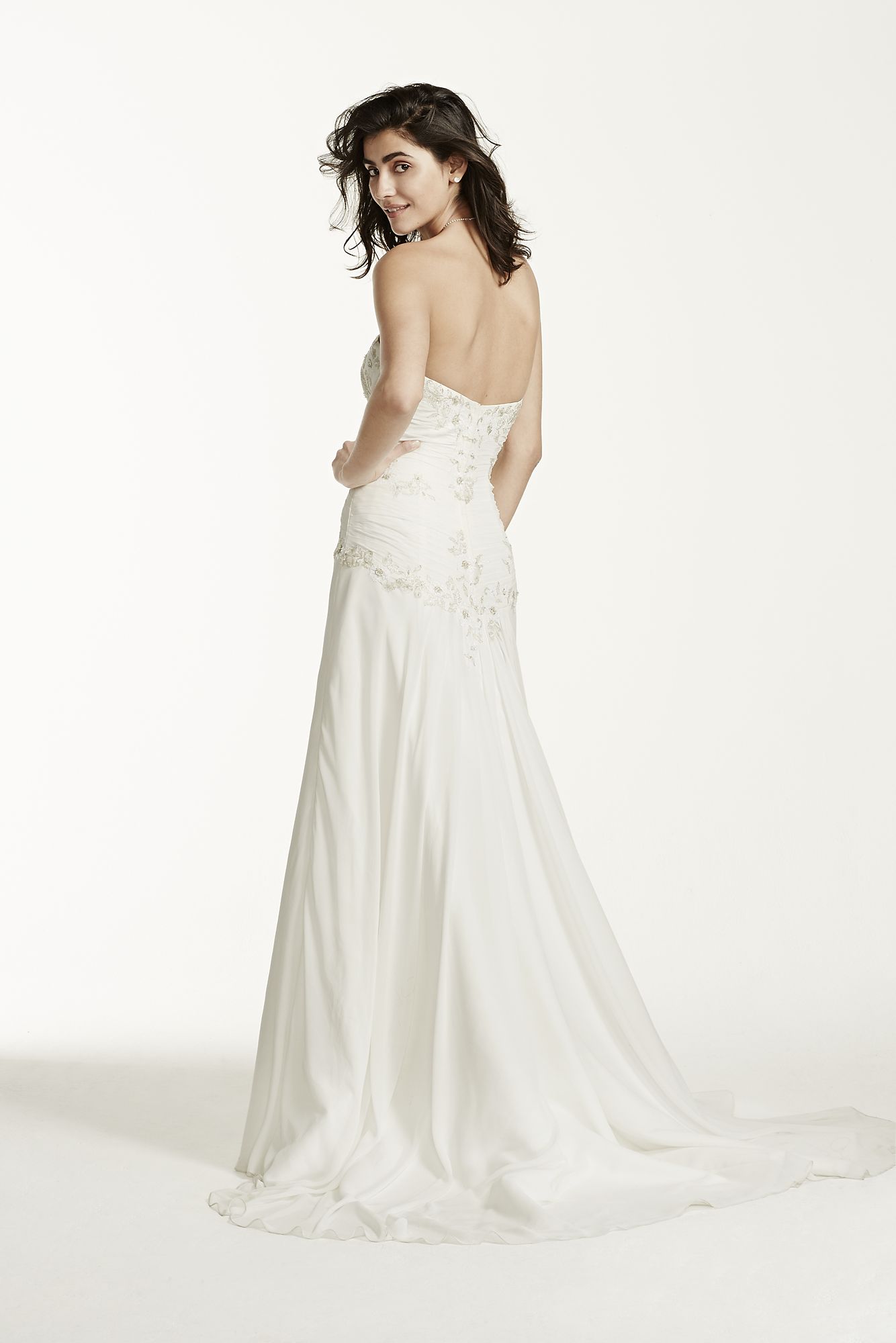 Chiffon Over Satin Wedding Dress with Side Drape   Collection WG3483