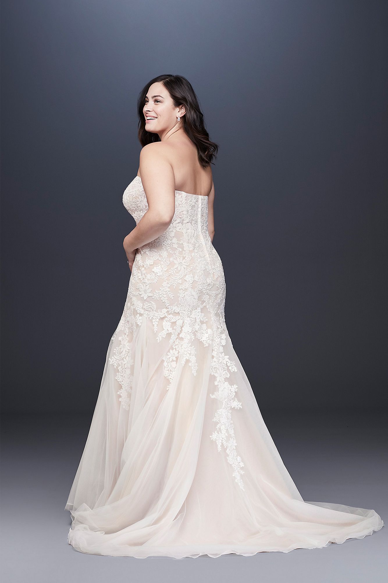 Beaded Floral Lace Mermaid Plus Size Wedding Dress 9WG3964