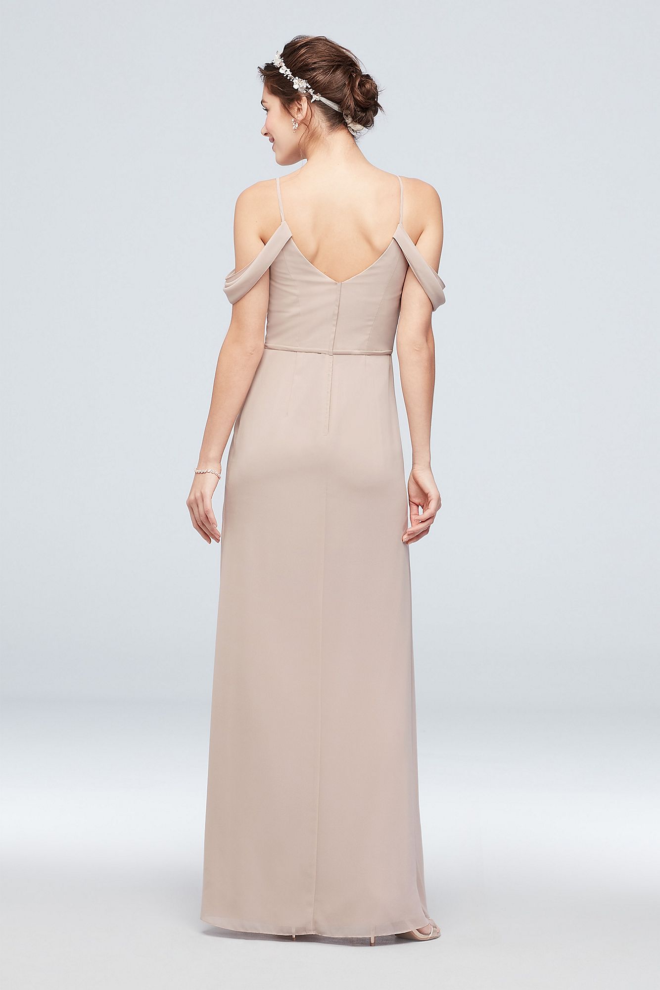 Off-the-Shoulder Bridesmaid Dress with Cascade F20010